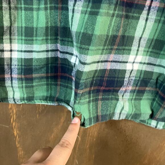 Uniqlo Mens Shirt Green White Plaid Flannel Button Down 100% Cotton XLarge - Picture 12 of 13